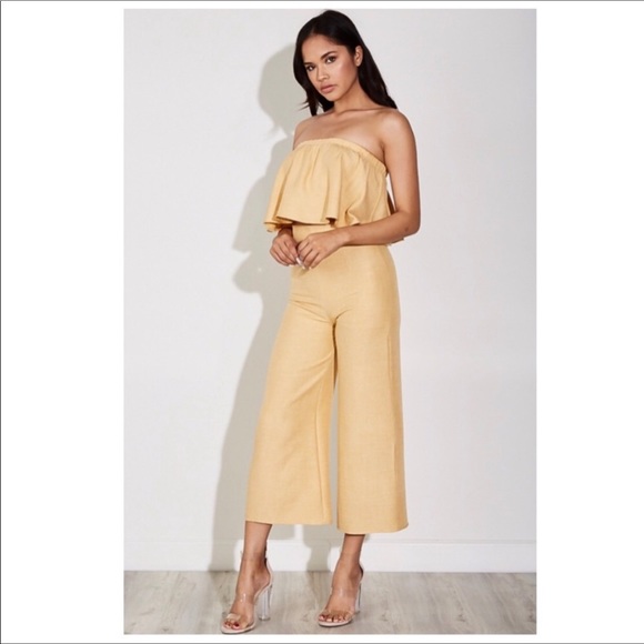 Blue Blush Mustard 2 Piece Crop Top & Culottes Set - Picture 4 of 6